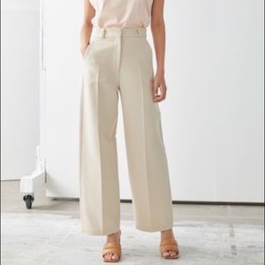 & Other Stories Beige Twill Wide Legged Trouser